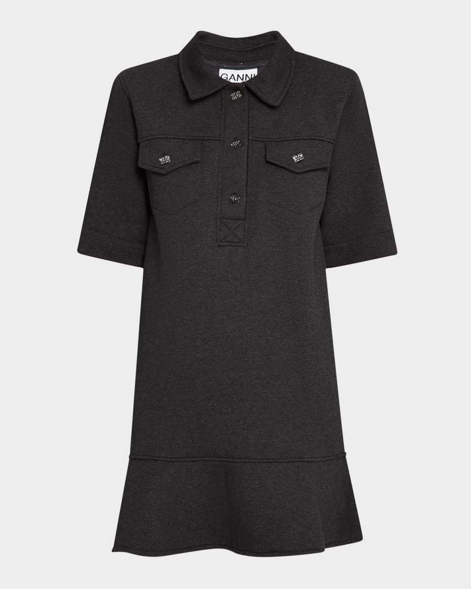 Heavy Fleece Short-Sleeve Mini Dress